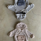 Striped Sherpa Pocket Romper - Charcoal
