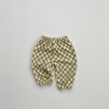 Terry Cloth Checkered Joggers - Sage