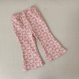 Checkered Daisy Pants - Pink