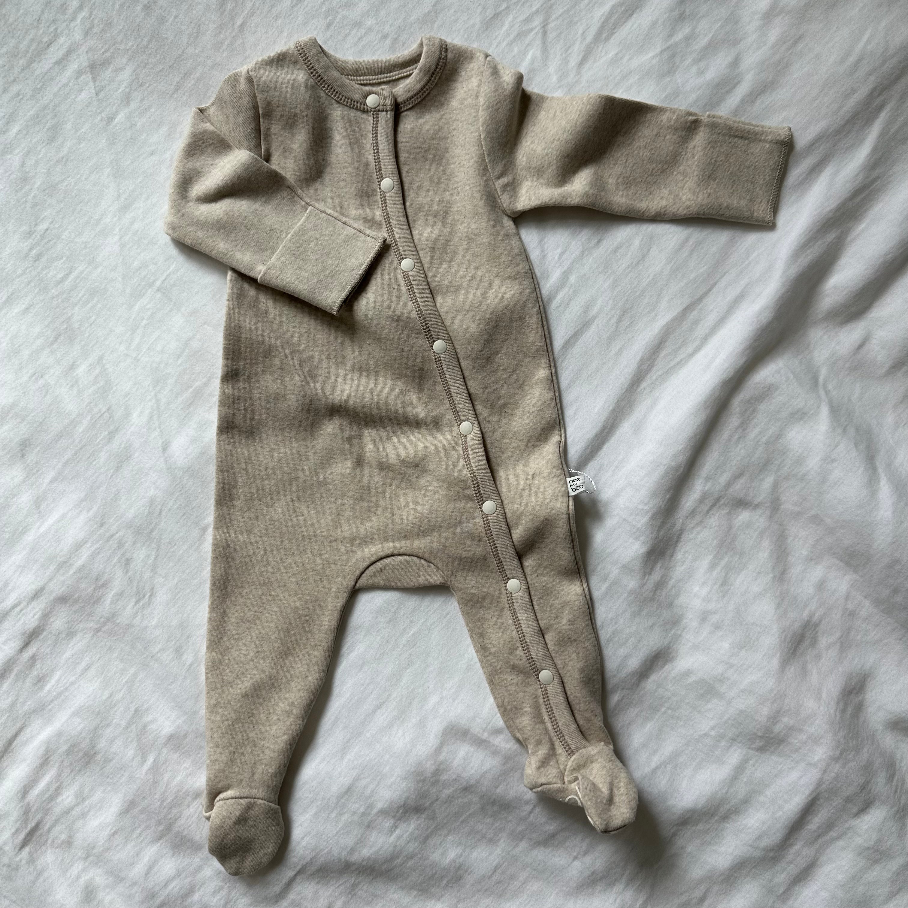 Baby Footed Onesie - Oatmeal