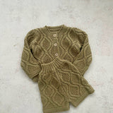 Twist Knit Cardigan Set - Khaki