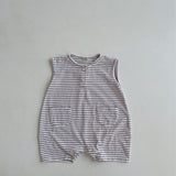 Striped Pocket Playsuit - Cocoa