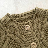 Twist Knit Cardigan Set - Khaki