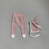 Rabbit Bonnet + Footed Leggings Set - Stripes