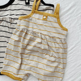 Striped Button Playsuit - Black