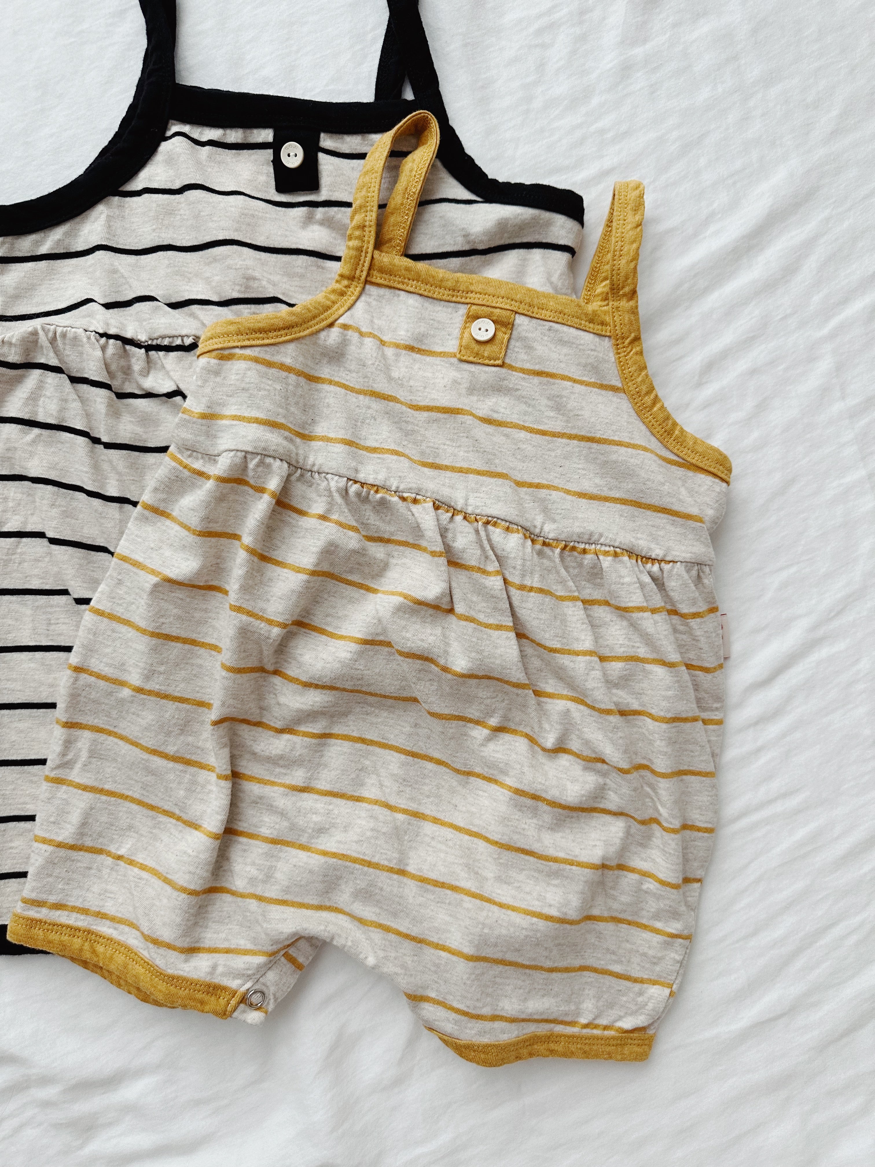 Striped Button Playsuit - Black