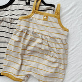 Striped Button Playsuit - Yellow