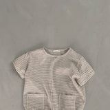 Baby Striped Pocket Romper - Black