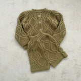 Twist Knit Cardigan Set - Khaki