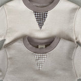 Triangle Patch Sweatshirt Romper -  Beige
