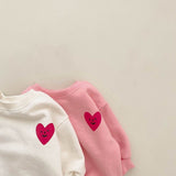 Happy Heart Sweatshirt Romper - Pink