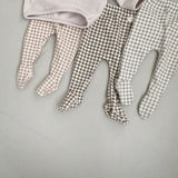 Checkered Footed Leggings - Grey